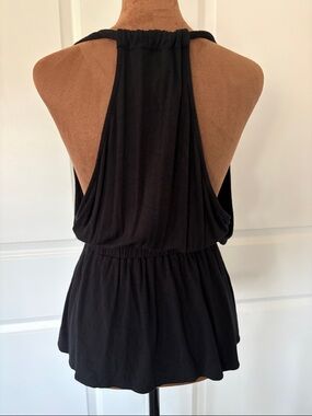 We The Free - Black Sleeveless Surplice Tunic Peplum Top XS